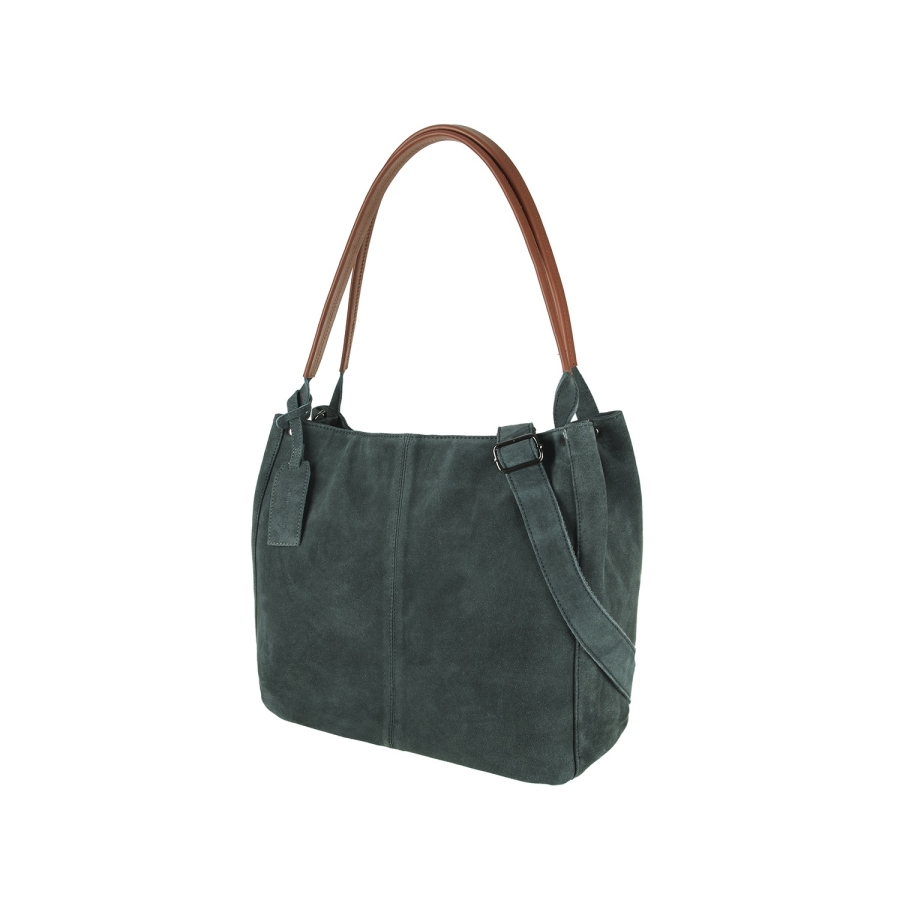 Shopper Tasche in Grau aus Veloursleder – flexibel tragbar als Crossbody oder Schultertasche